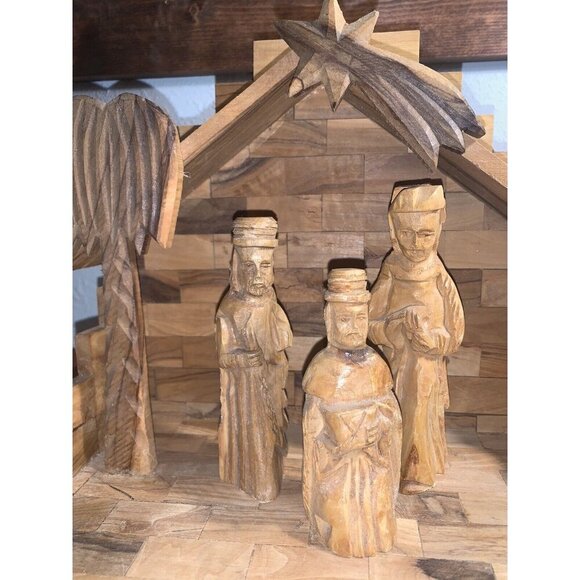 Hand Carved Nativity Set , Olive Wood, 13 Pcs. The Holy Land Bethlehem - Picture 4 of 9
